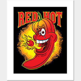 Flaming Red Hot Spicy Chili Pepper Posters and Art